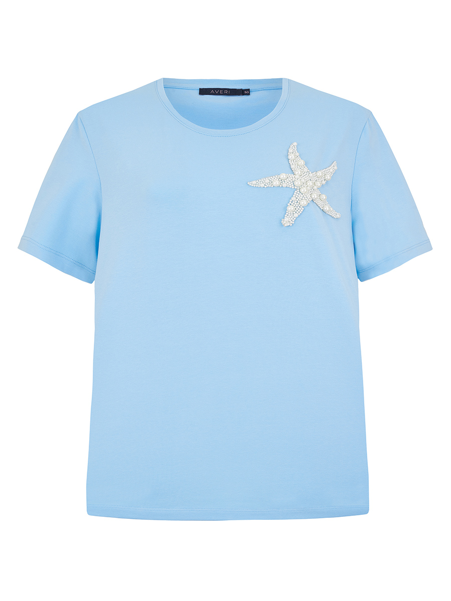 Футболка с жемчужным декором *PREMIUM 