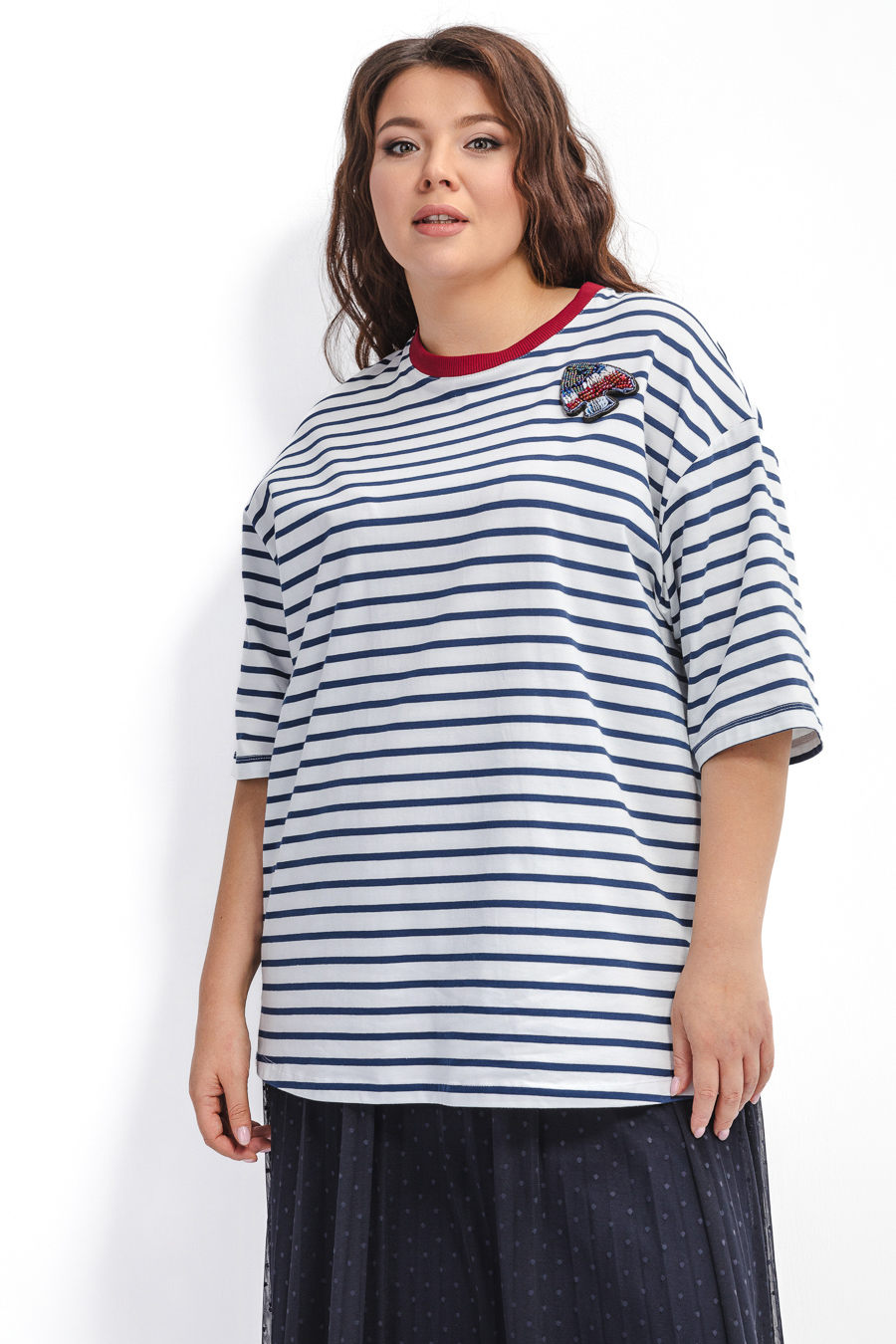 Футболка удлиненная в полоску