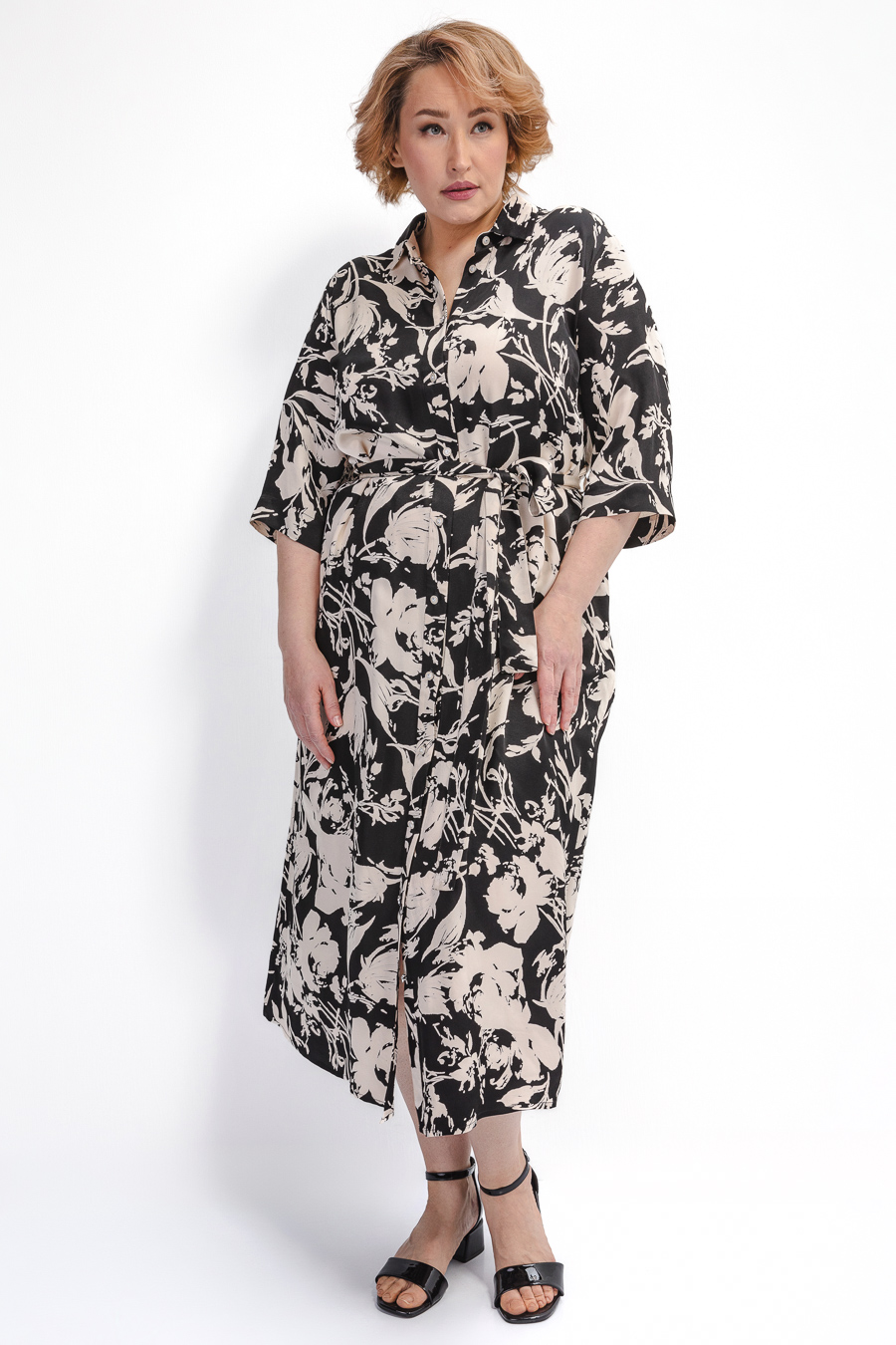 Платье-рубашка из вискозы