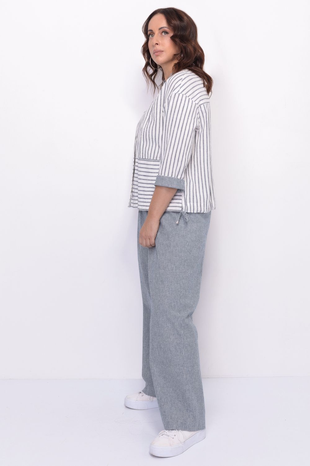 Льняной жакет с кулиской