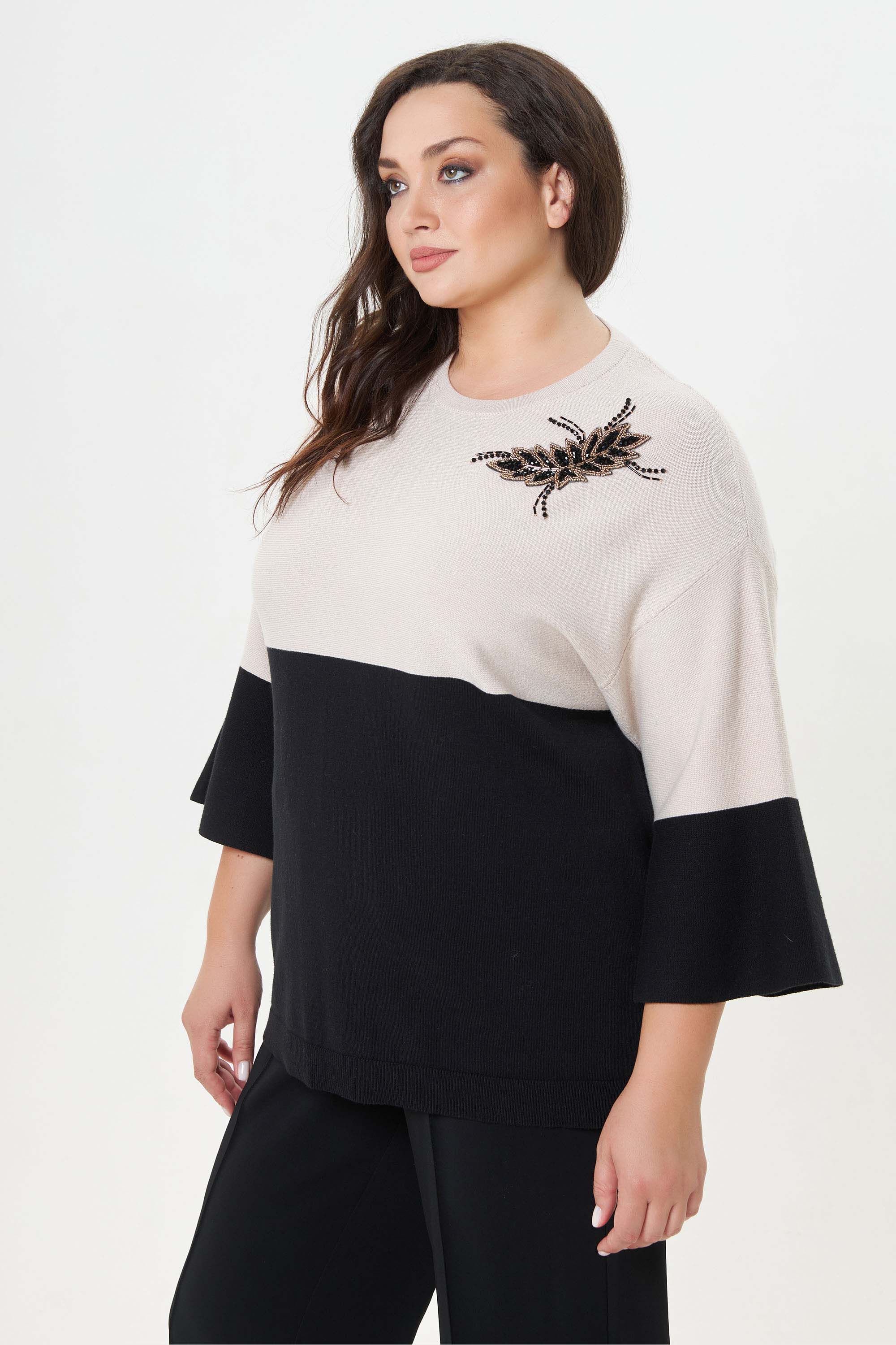 Джемпер с пайетками серо-черный