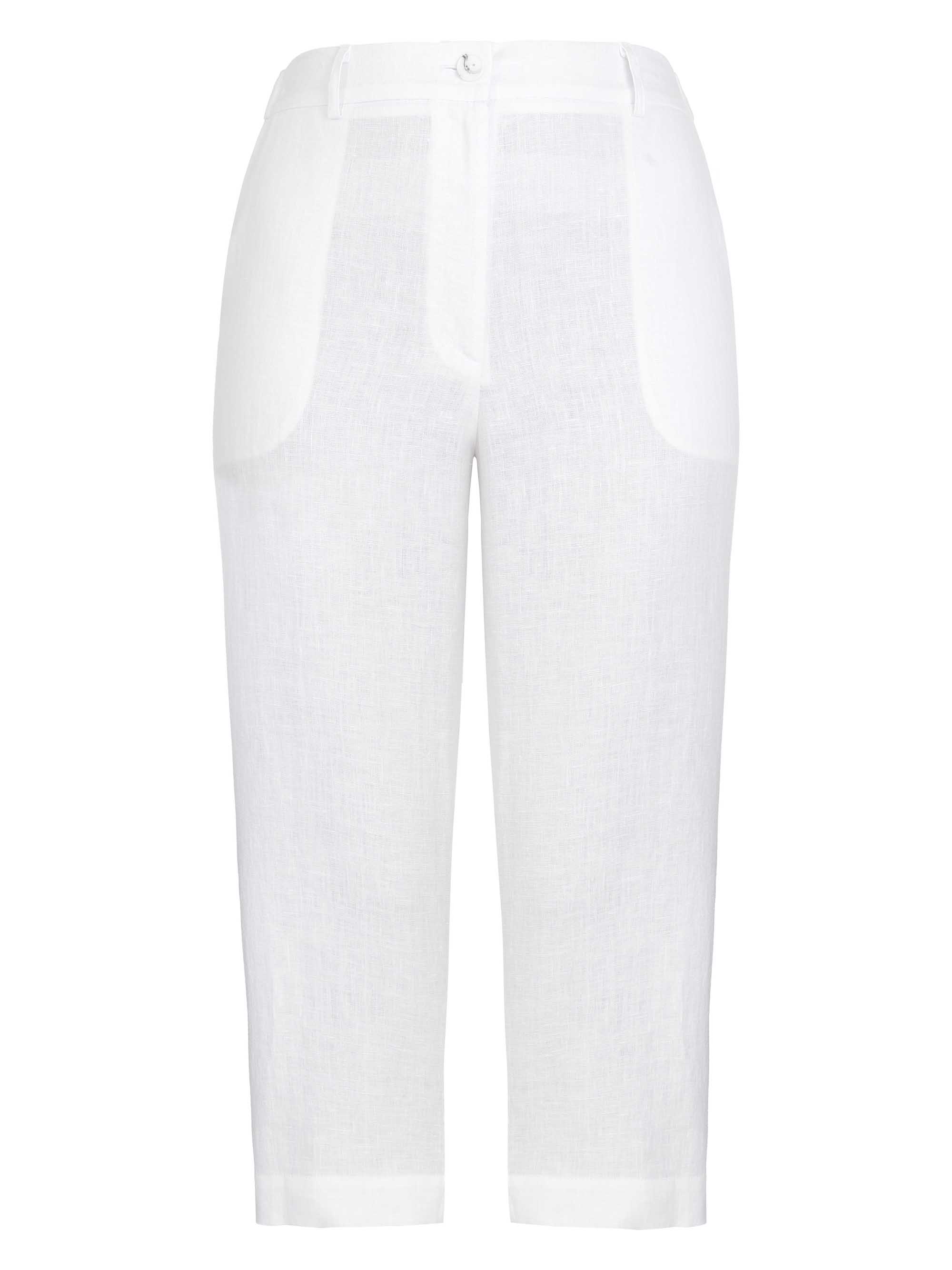 Брюки укороченные льняные, белые