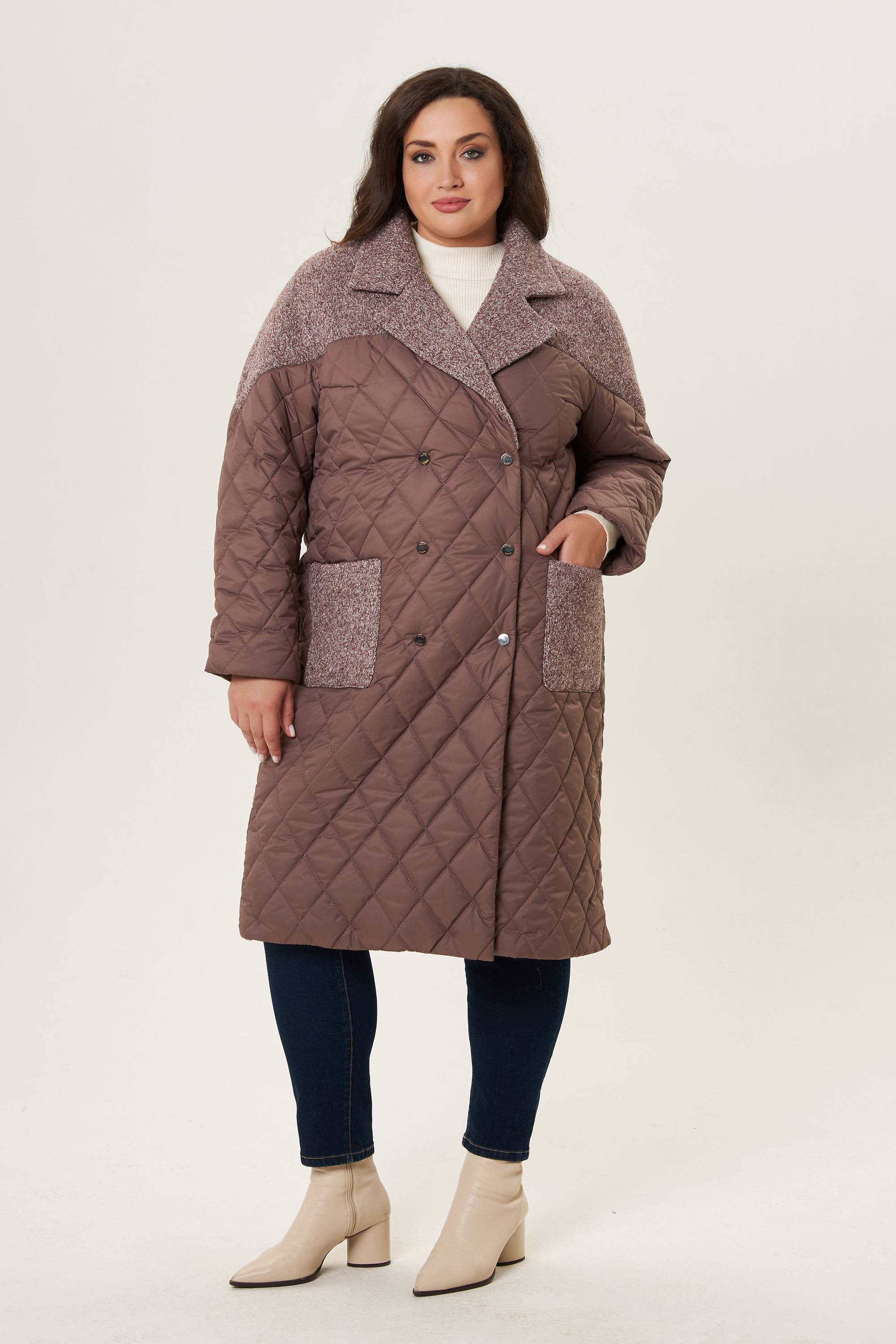 Двубортное стеганное пальто