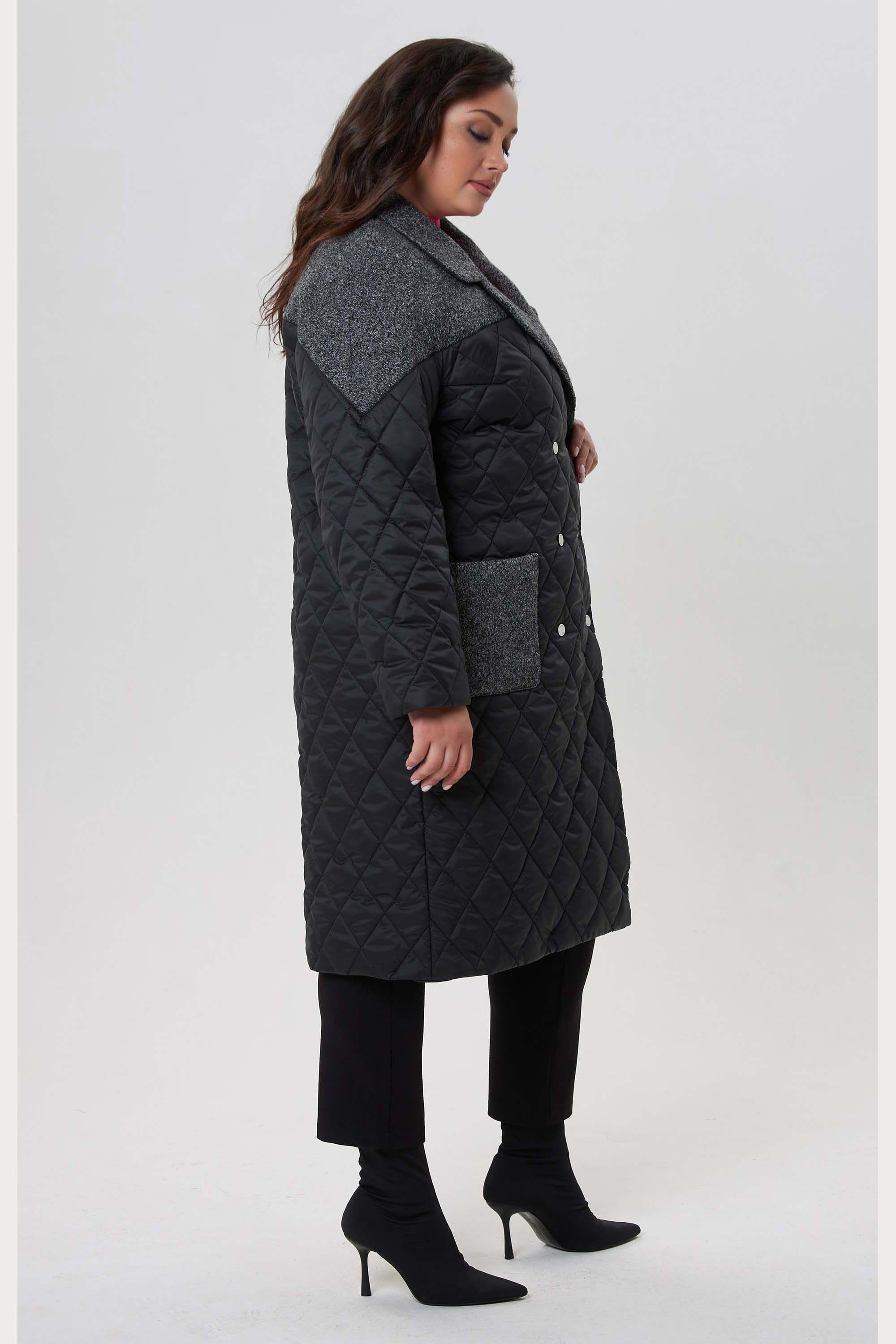 Двубортное стеганное пальто