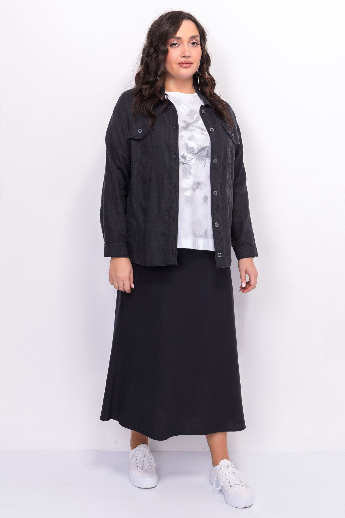 Льняная юбка косого кроя