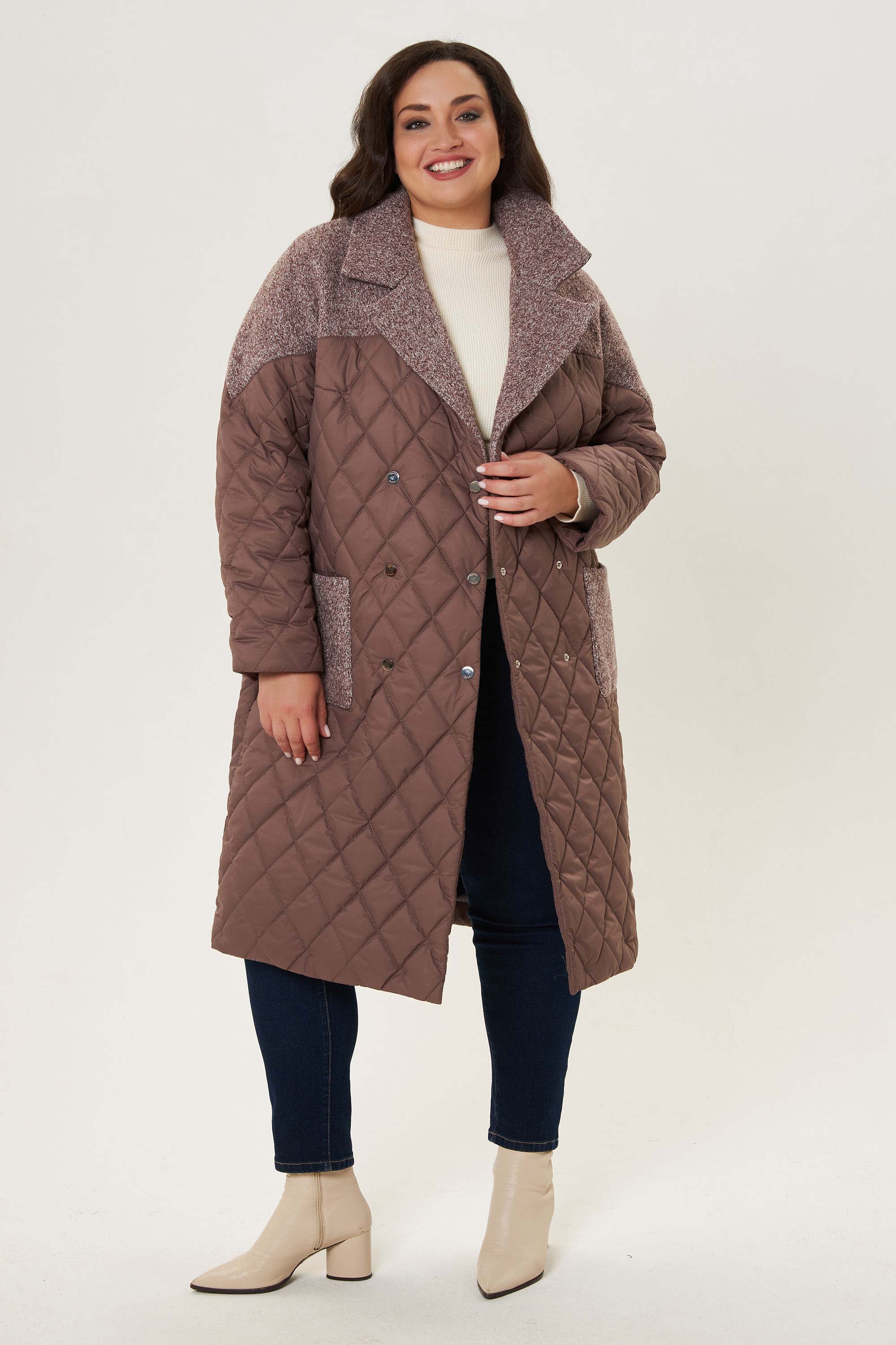 Двубортное стеганное пальто