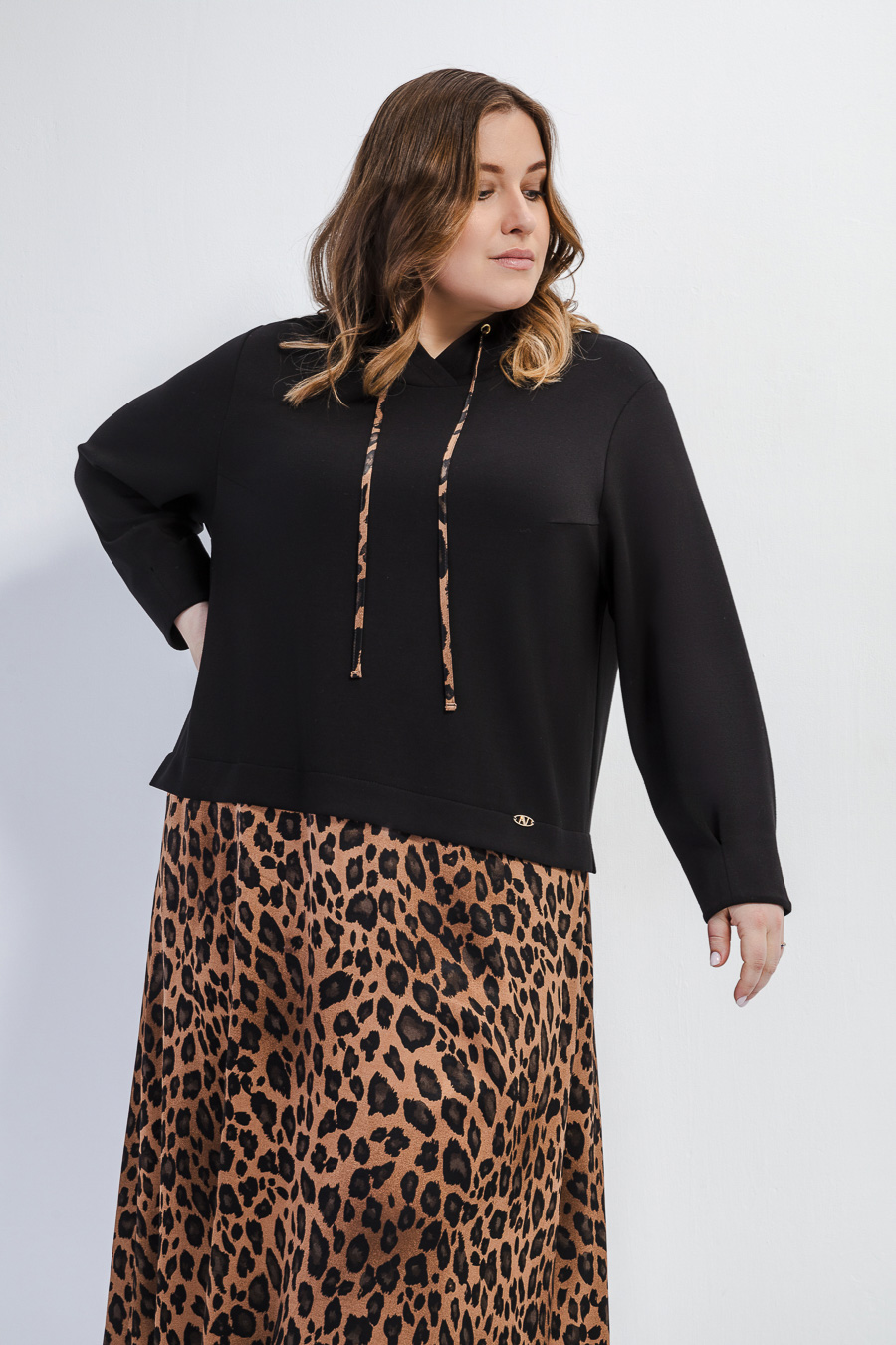 Платье двойное с принтом "ЛЕОПАРД"