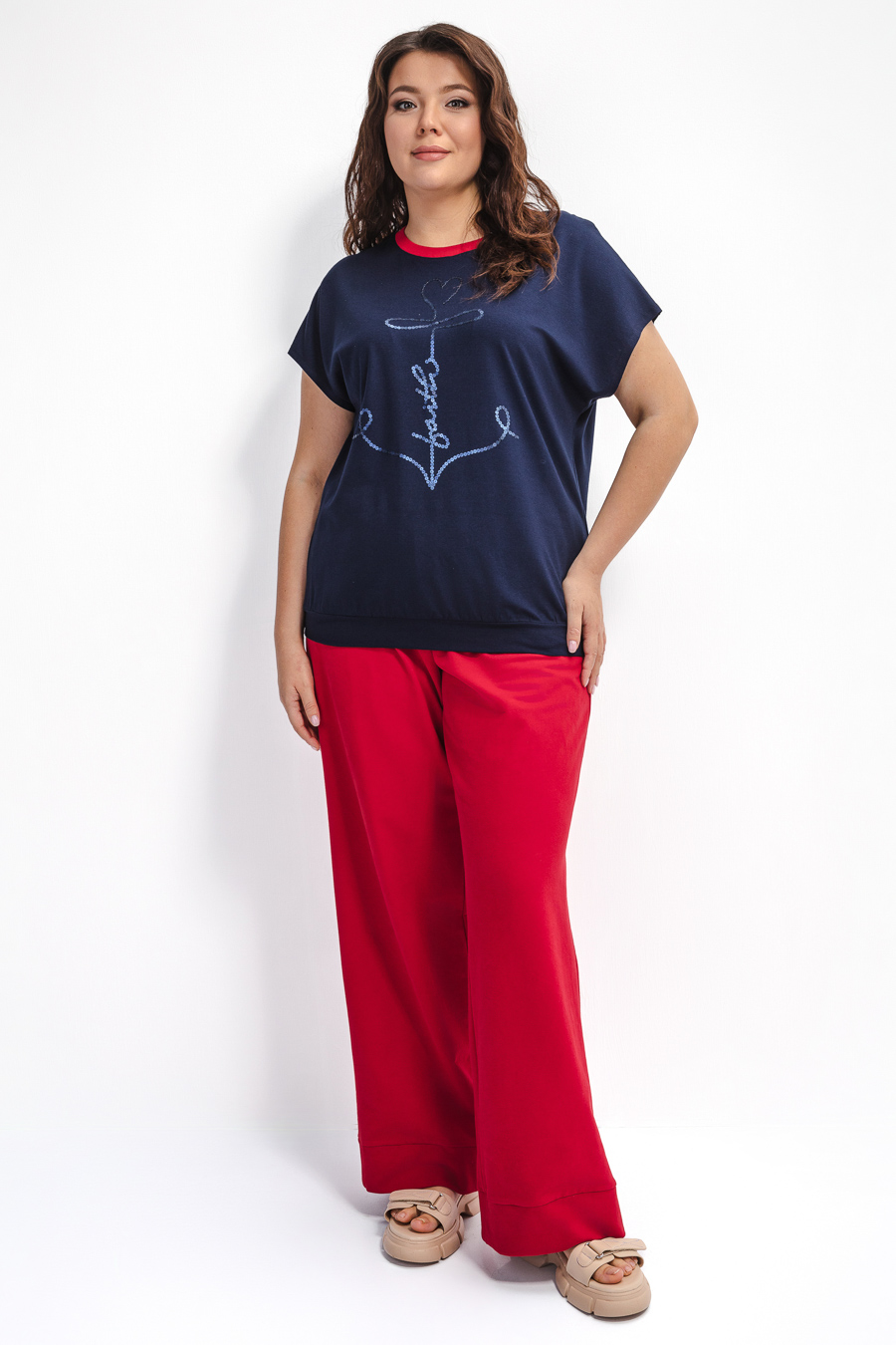 Трикотажные брюки с пич-эффектом