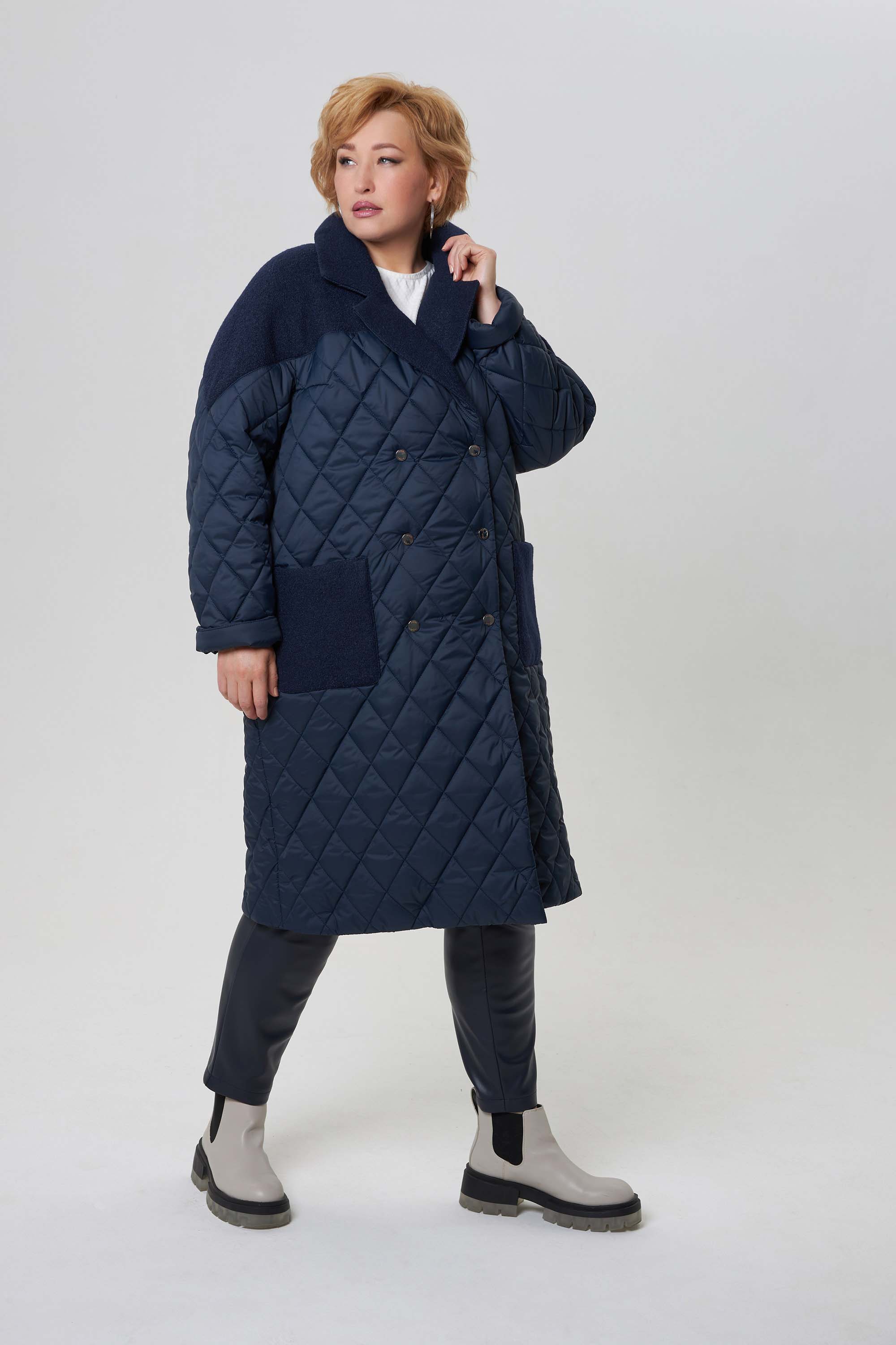Двубортное стеганное пальто