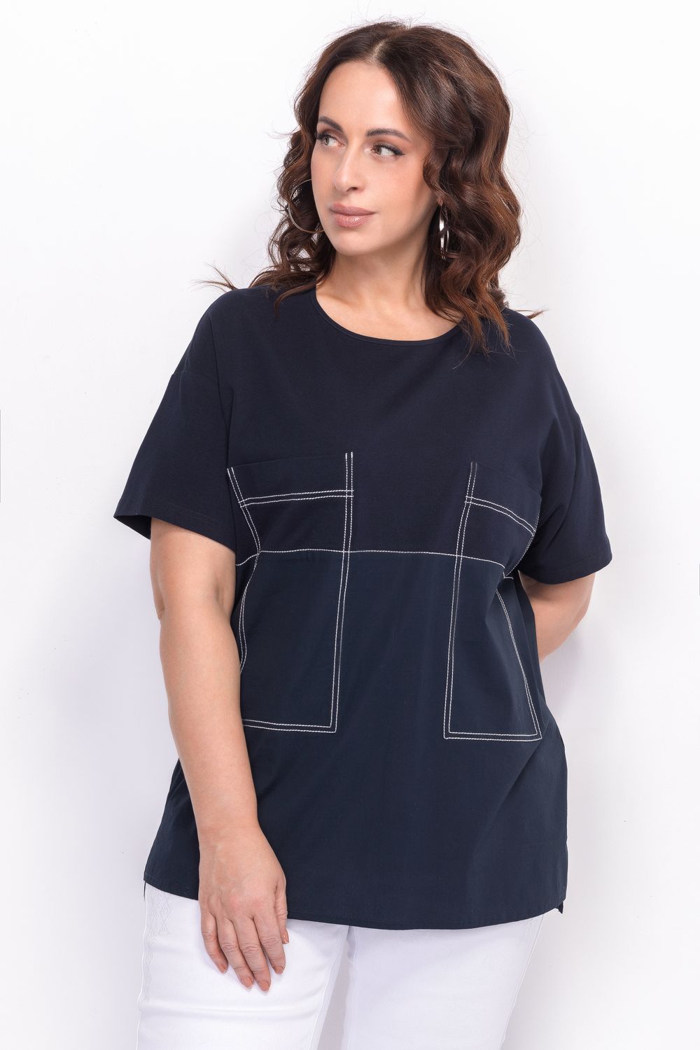 Свитшот с контрастной отстрочкой