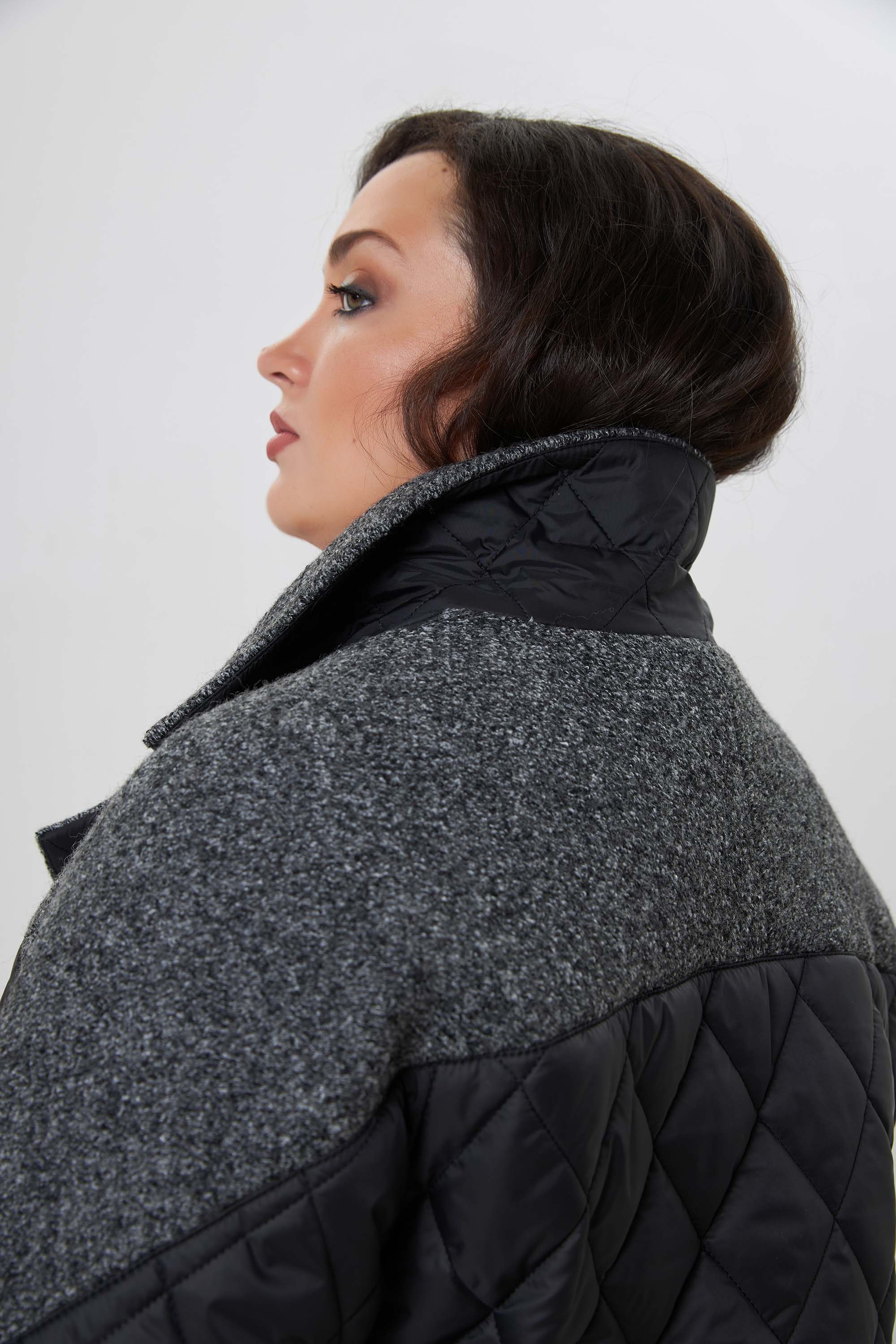 Двубортное стеганное пальто