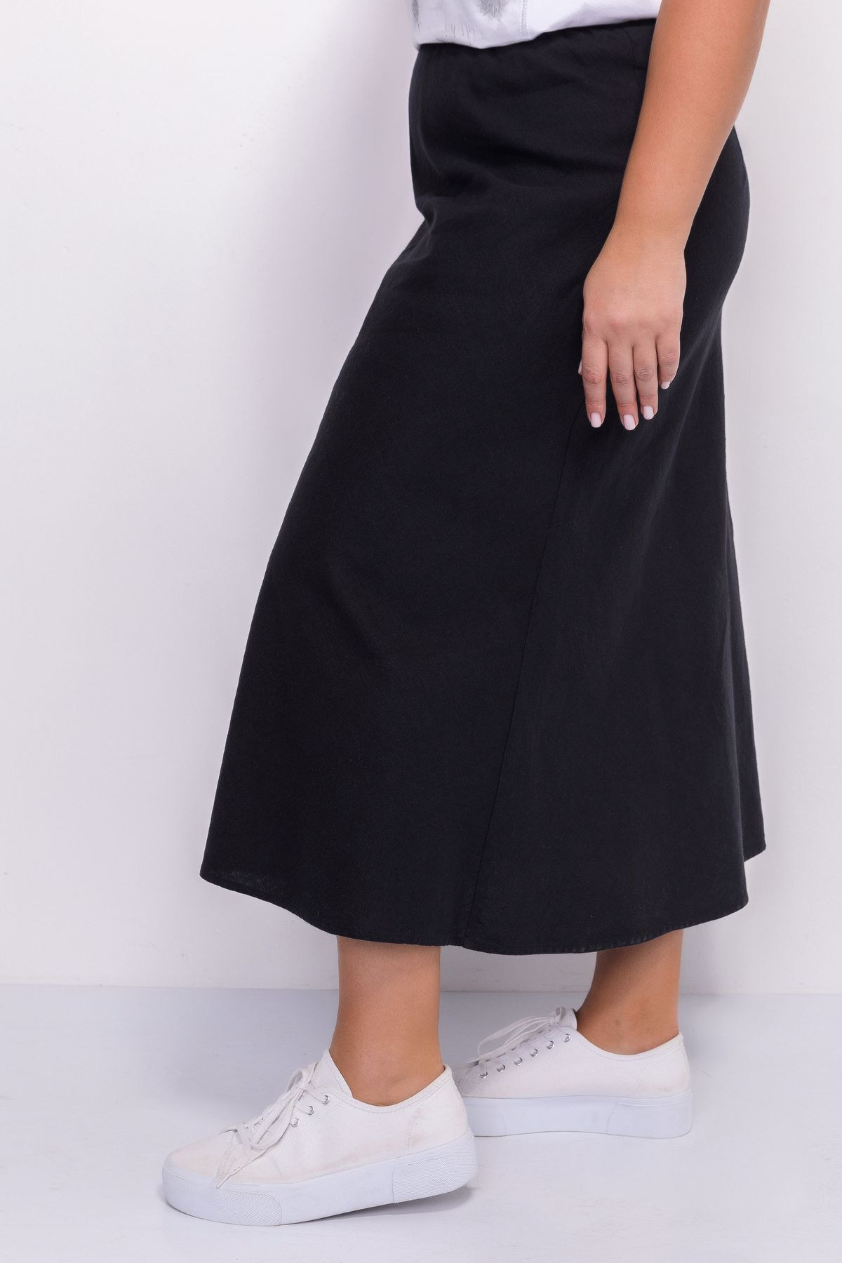 Льняная юбка косого кроя