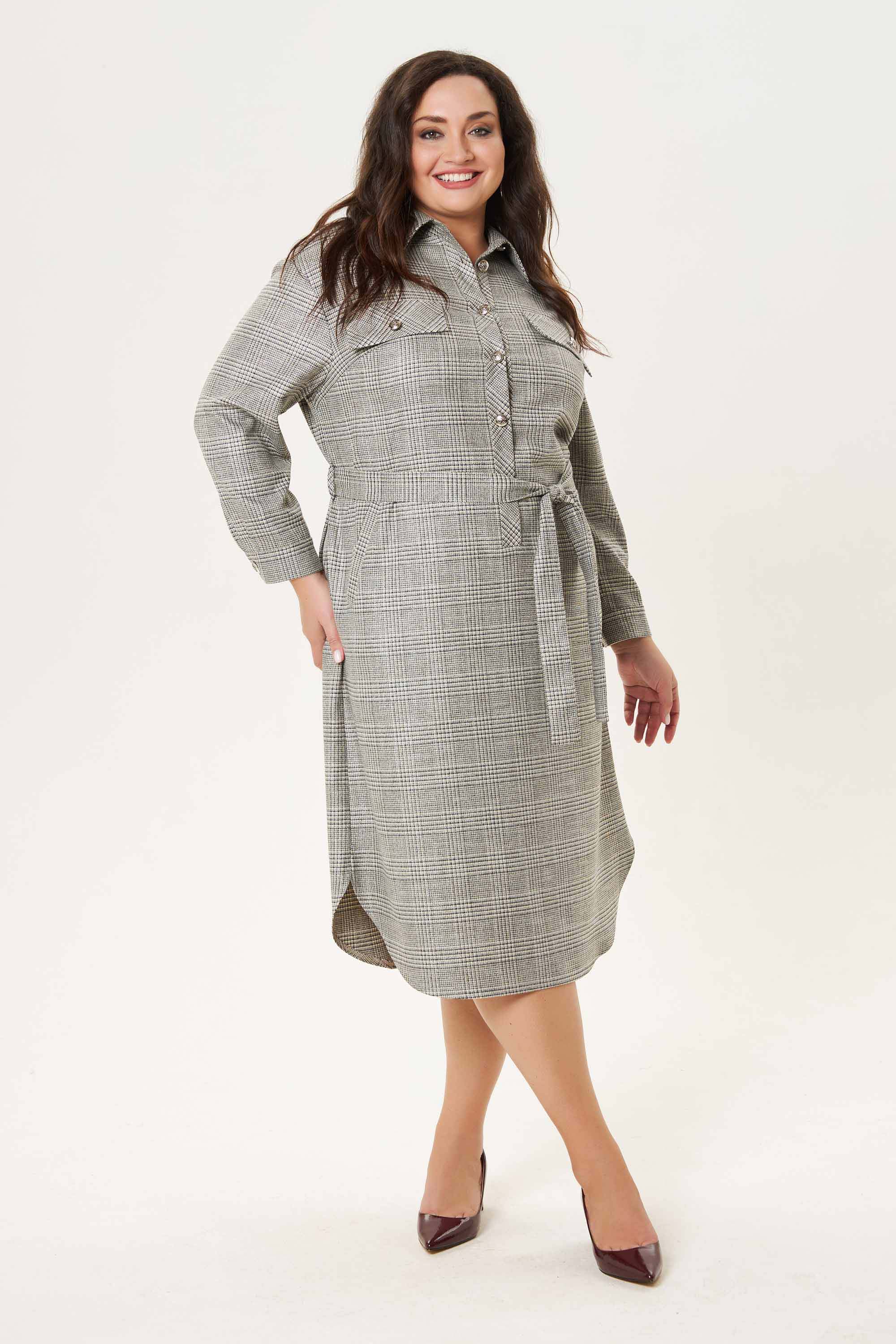 Платье в клетку с люрексом