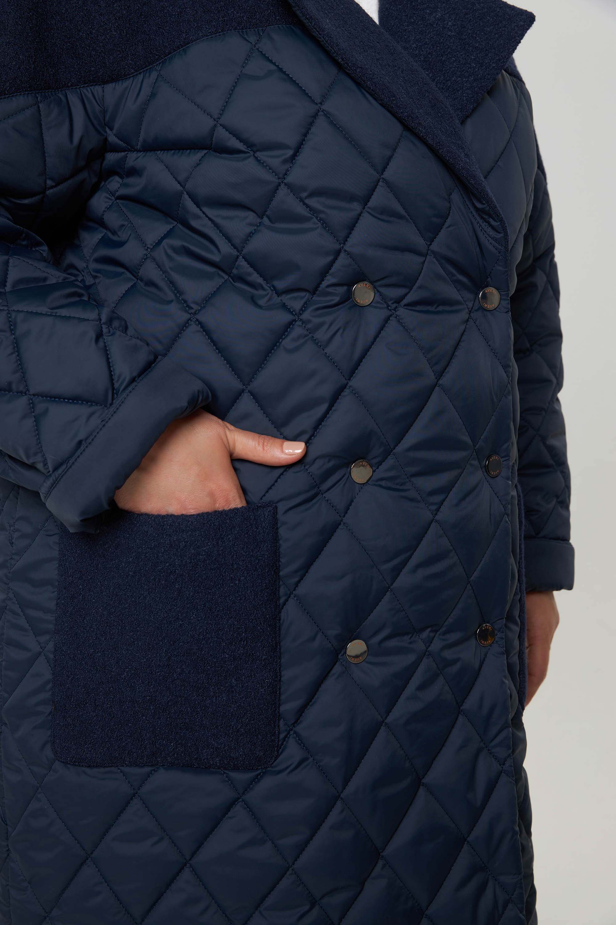 Двубортное стеганное пальто