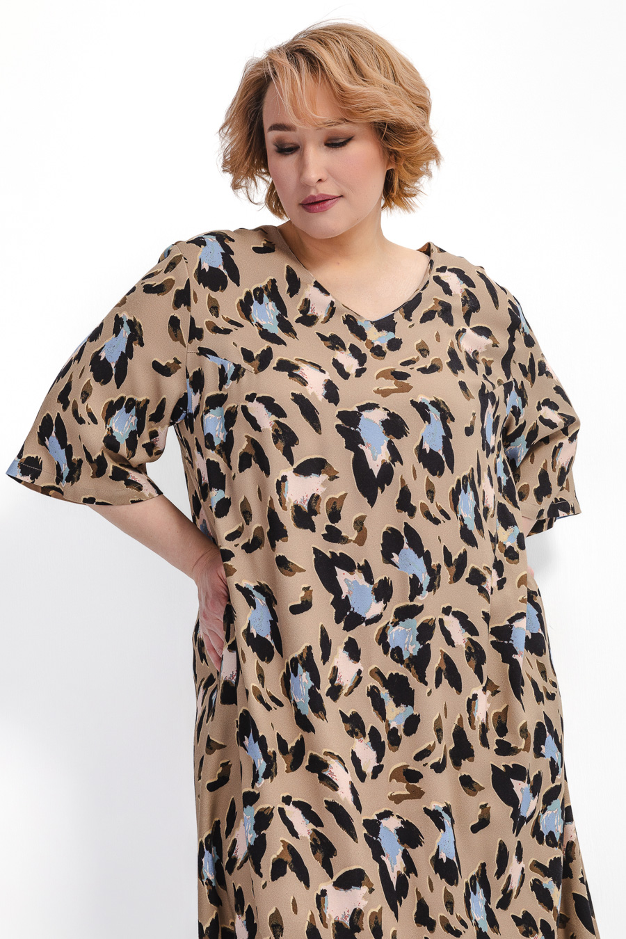 Платье из вискозы с анималистичным принтом *PREMIUM