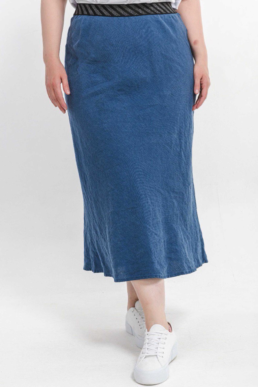 Льняная юбка косого кроя