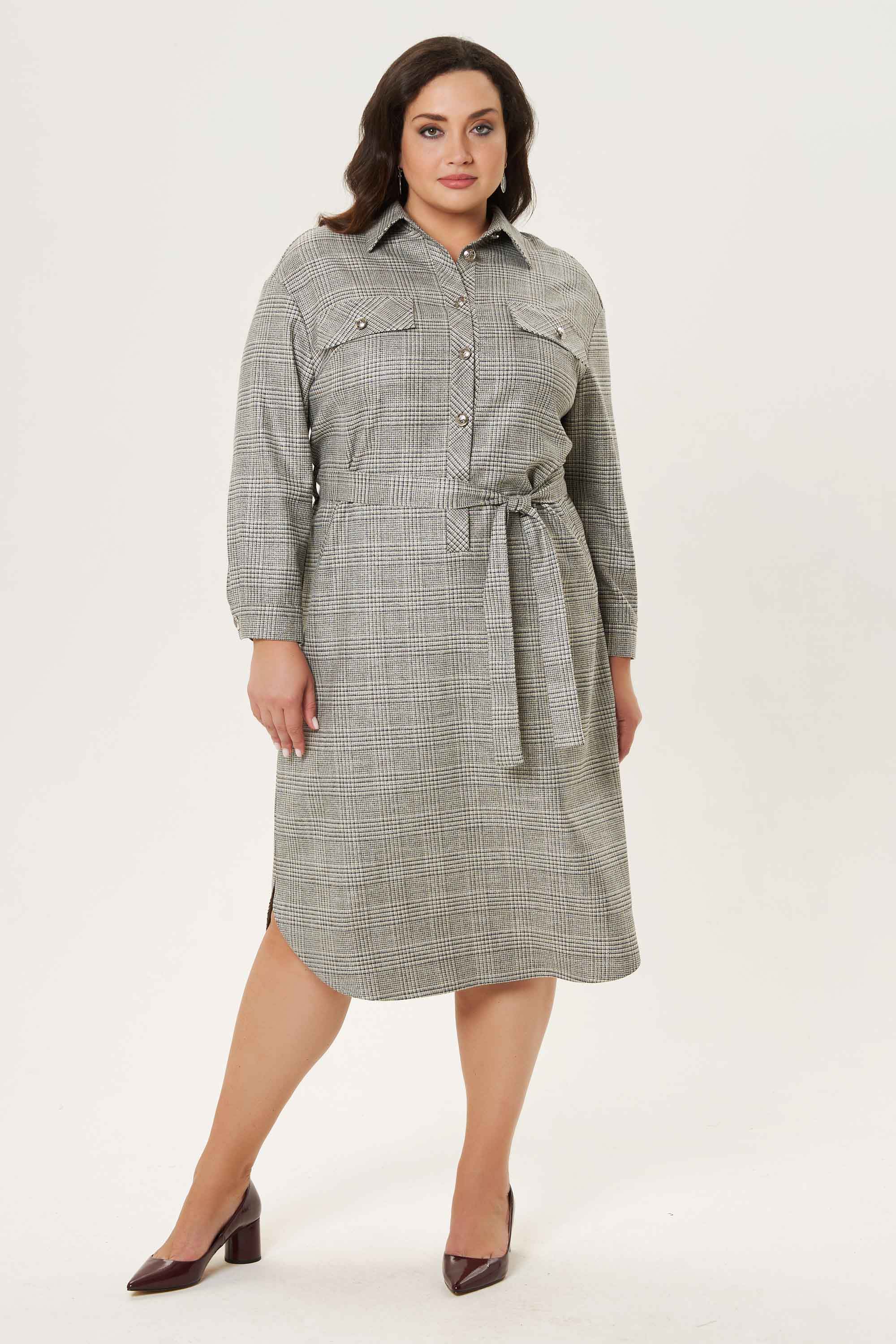 Платье в клетку с люрексом