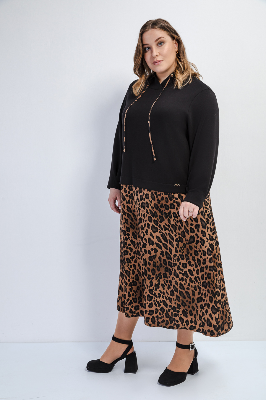 Платье двойное с принтом "ЛЕОПАРД"