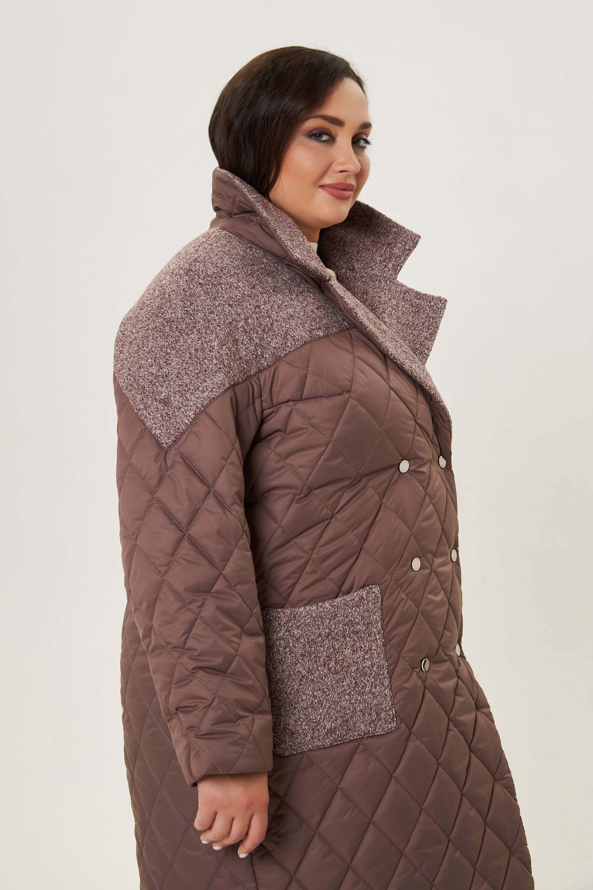 Двубортное стеганное пальто