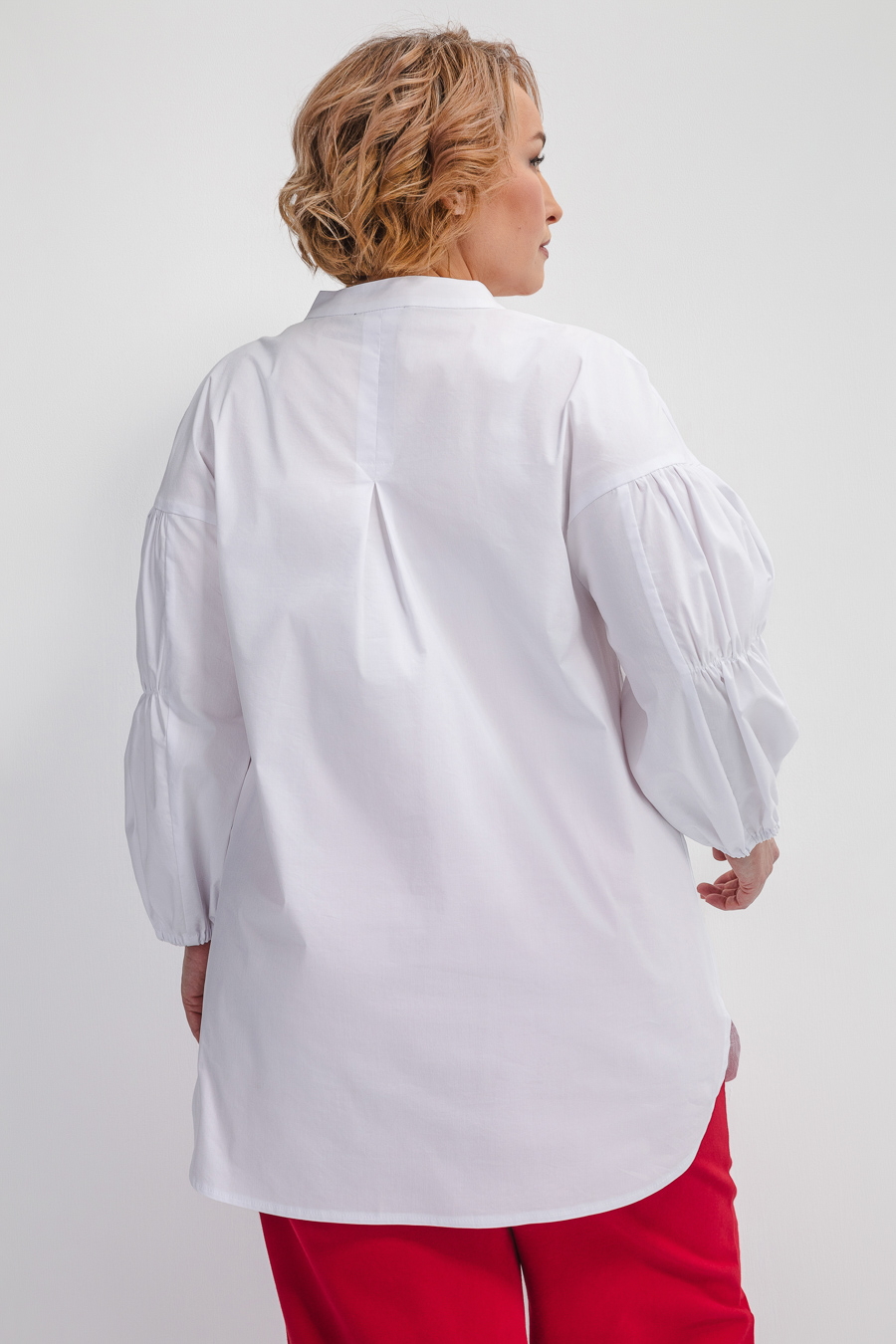 Блузка ЛЕТИЦИЯ из хлопка с рукавами-фонари *PREMIUM