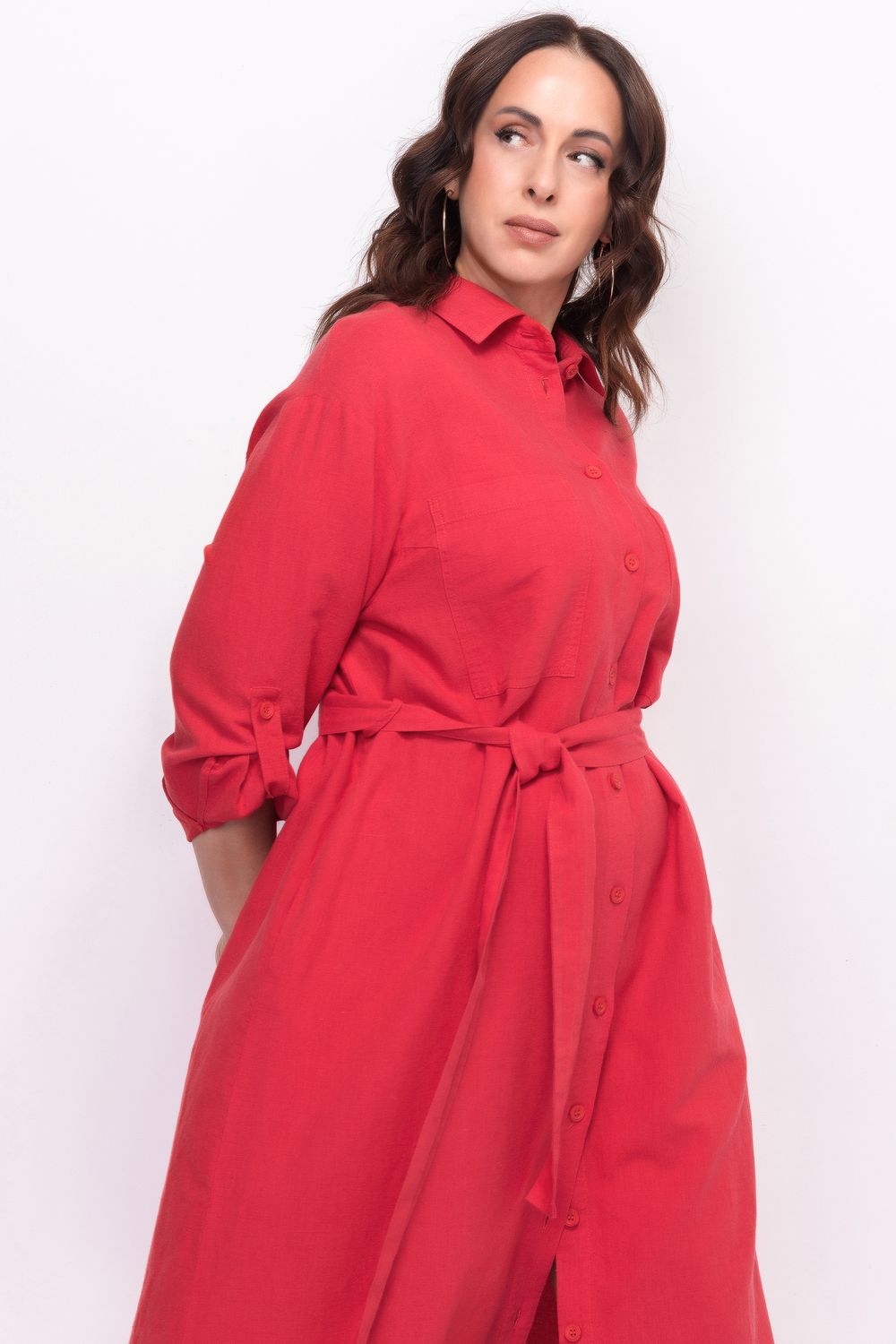 Льняное платье-рубашка