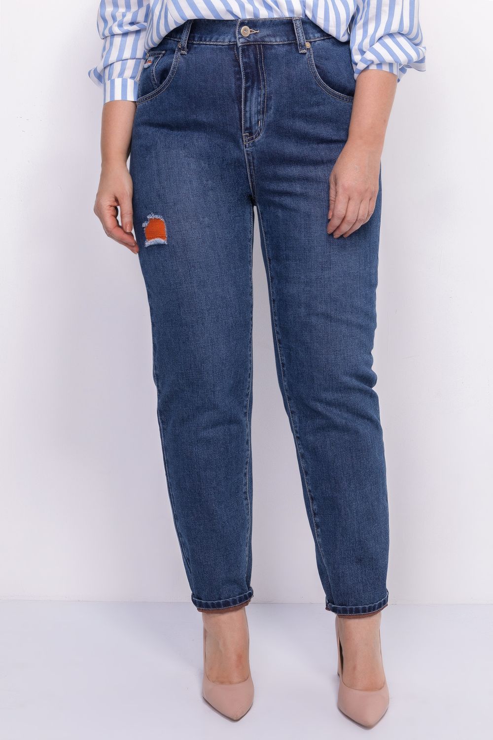 Джинсы с выделкой контрастными нитями *PREMIUM