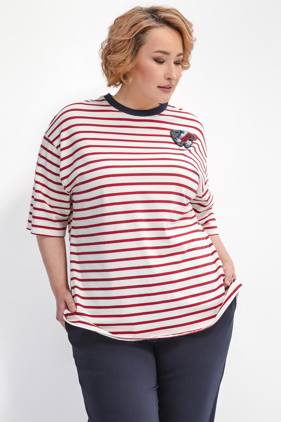 Футболка удлиненная в полоску