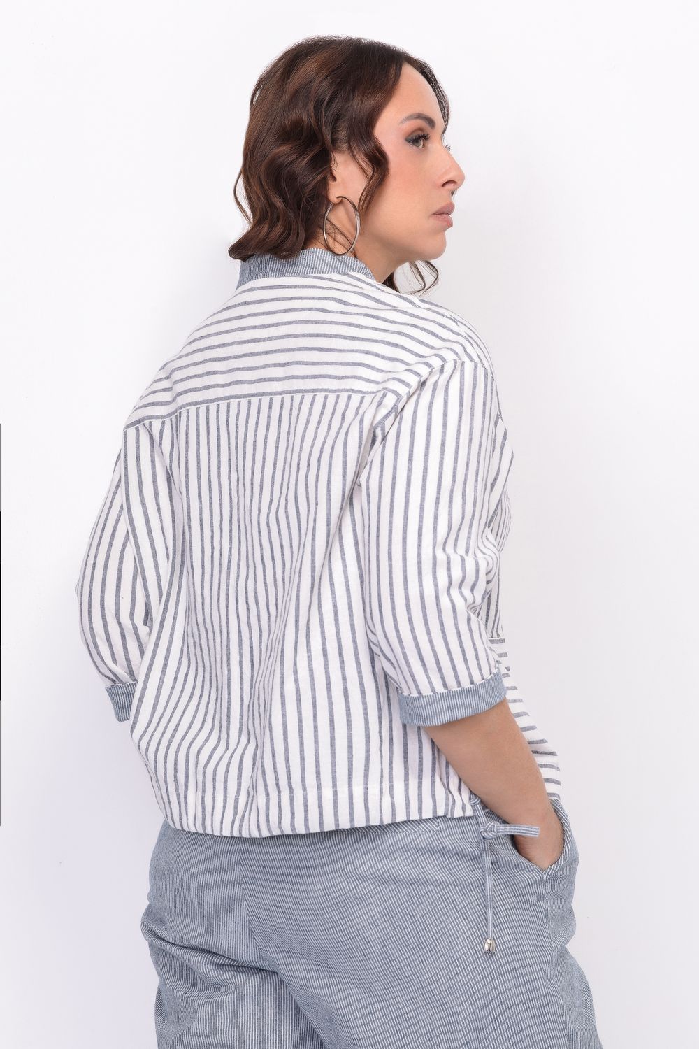 Льняной жакет с кулиской