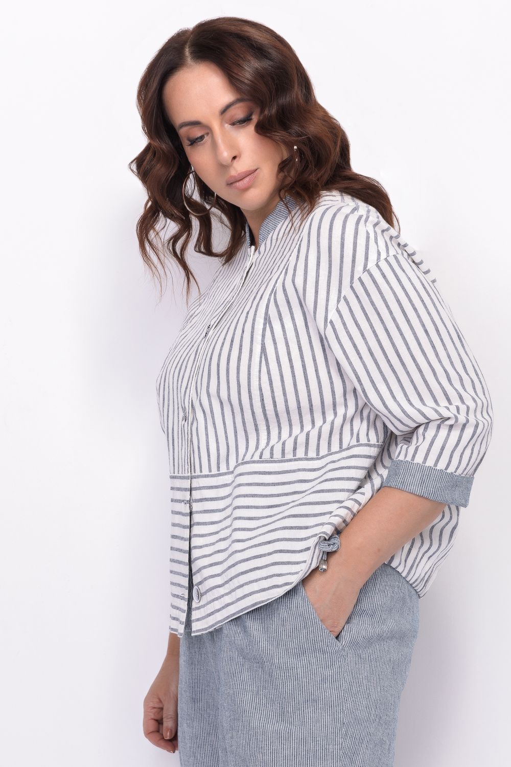 Льняной жакет с кулиской