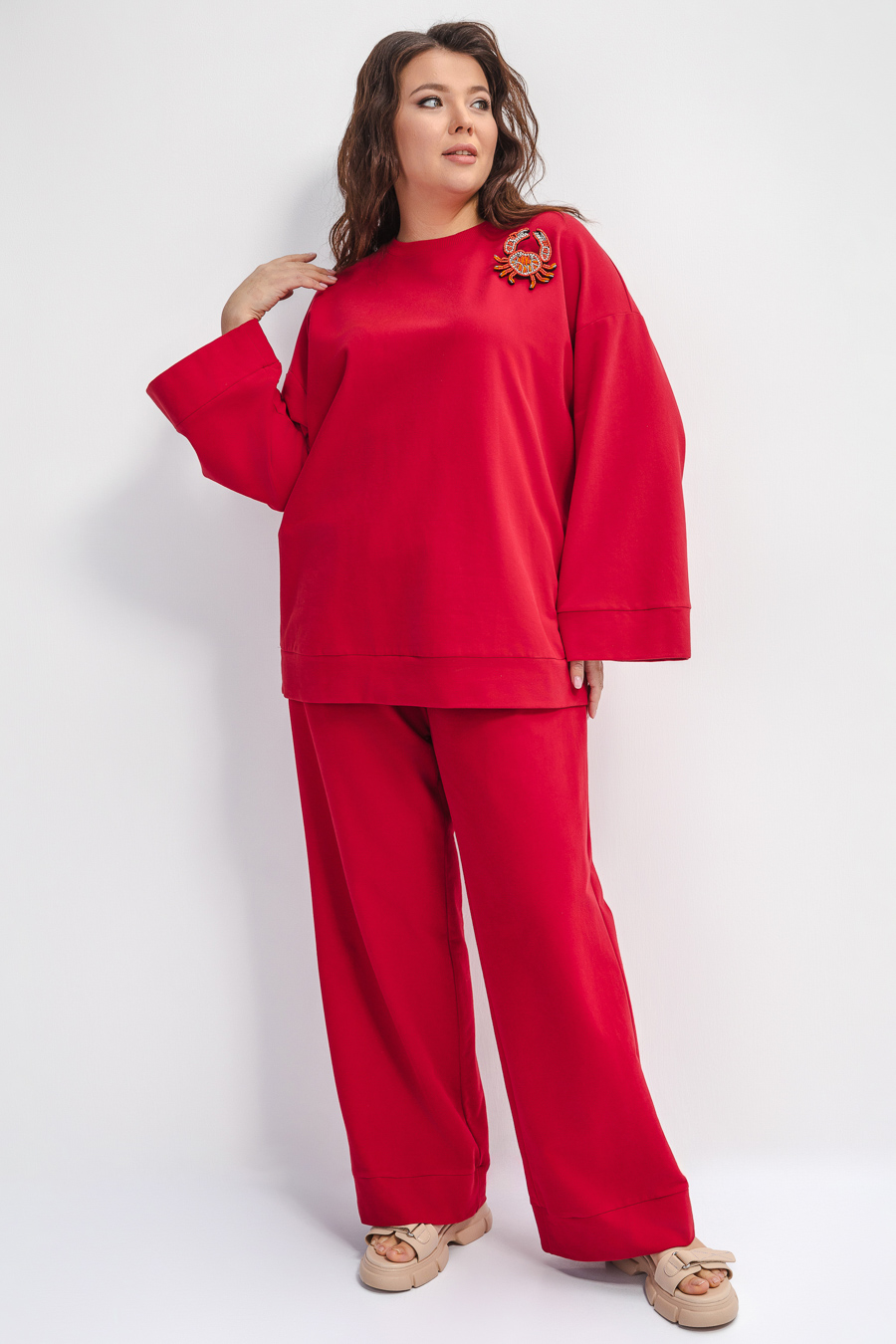 Трикотажные брюки с пич-эффектом