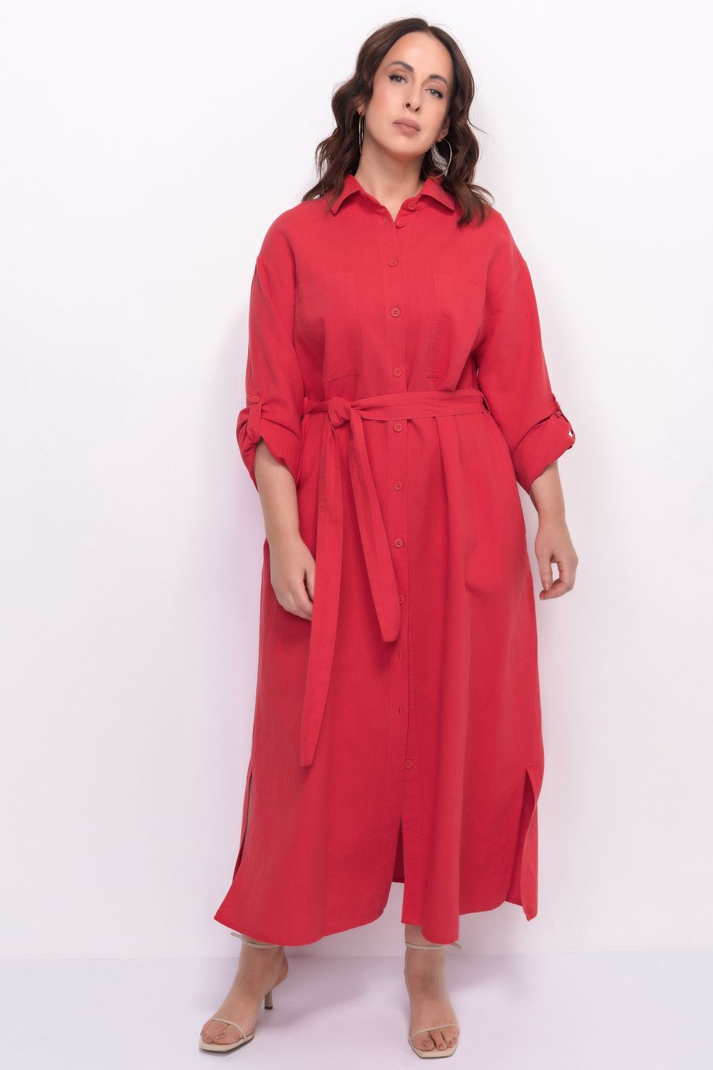 Льняное платье-рубашка